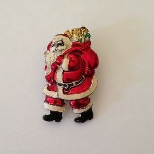 Santa Claus Pendant Pin Vintage Christmas Jolly